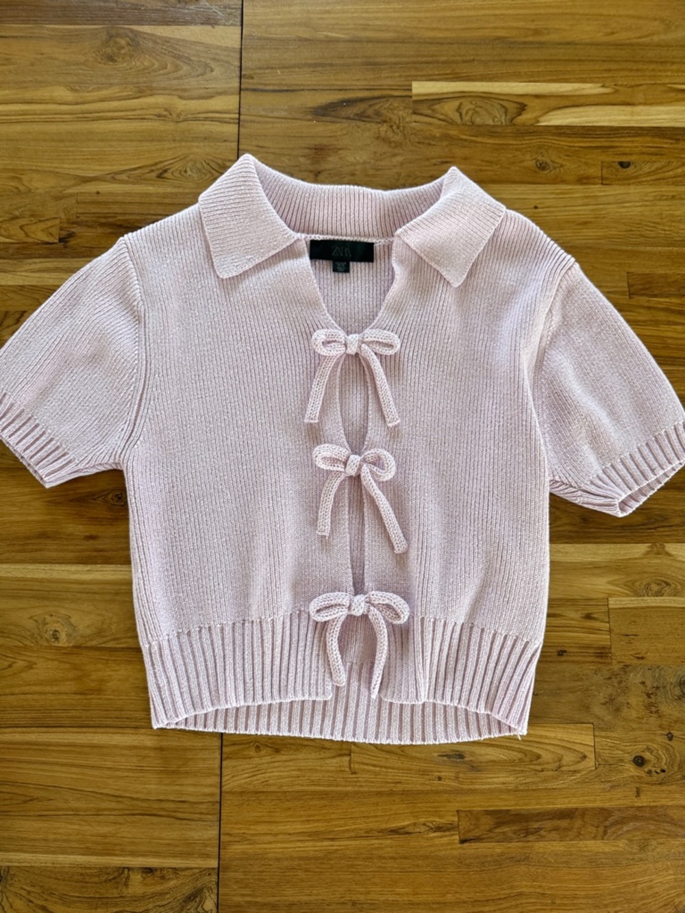 Zara lavender Knit Collared Tie-Front Sweater Top. Worn once